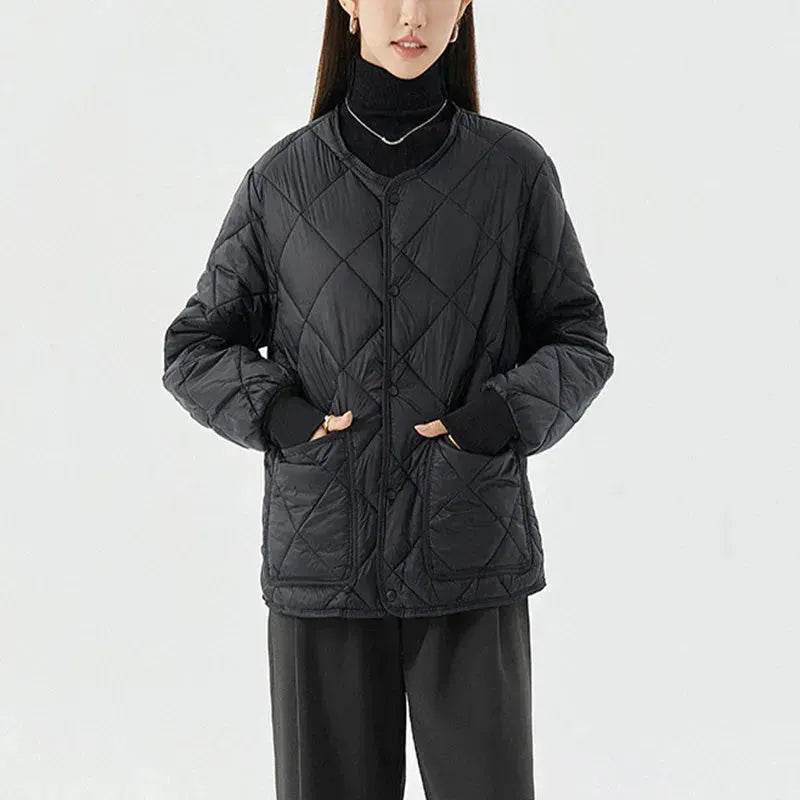 Quilted Padded Coat Winter Jacket With Pockets Lightweight Outerwear For Women's Clothing