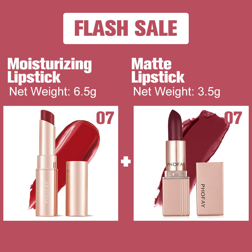 PHOFAY Moisturizing Lipstick & Matte Lipstick Set – Hydrating + Long-Wear, 3.5g (8 Colour Sets)