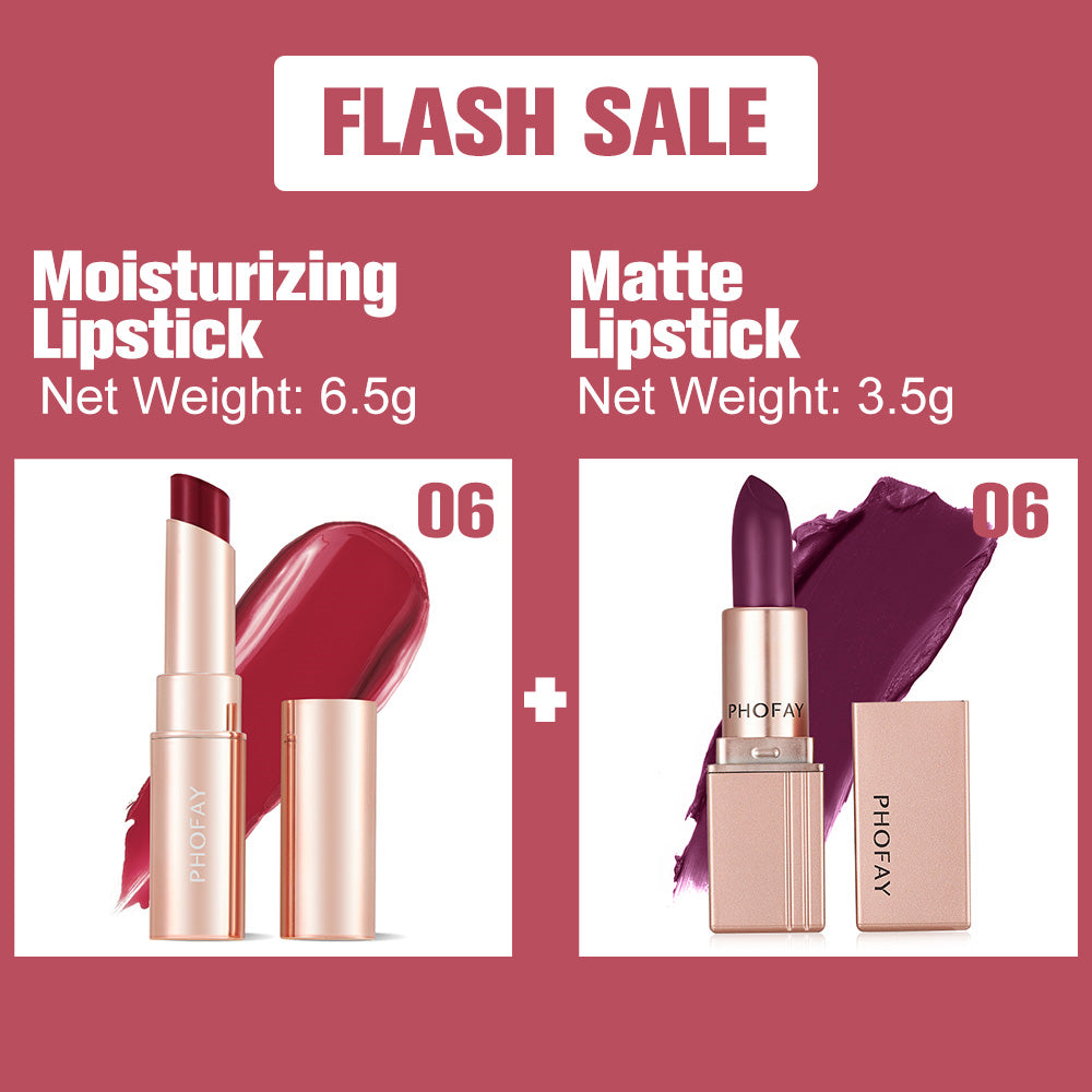 PHOFAY Moisturizing Lipstick & Matte Lipstick Set – Hydrating + Long-Wear, 3.5g (8 Colour Sets)