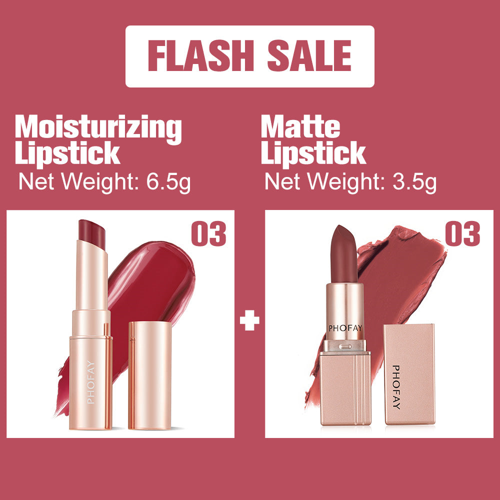 PHOFAY Moisturizing Lipstick & Matte Lipstick Set – Hydrating + Long-Wear, 3.5g (8 Colour Sets)