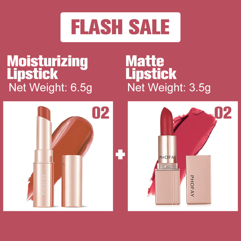 PHOFAY Moisturizing Lipstick & Matte Lipstick Set – Hydrating + Long-Wear, 3.5g (8 Colour Sets)