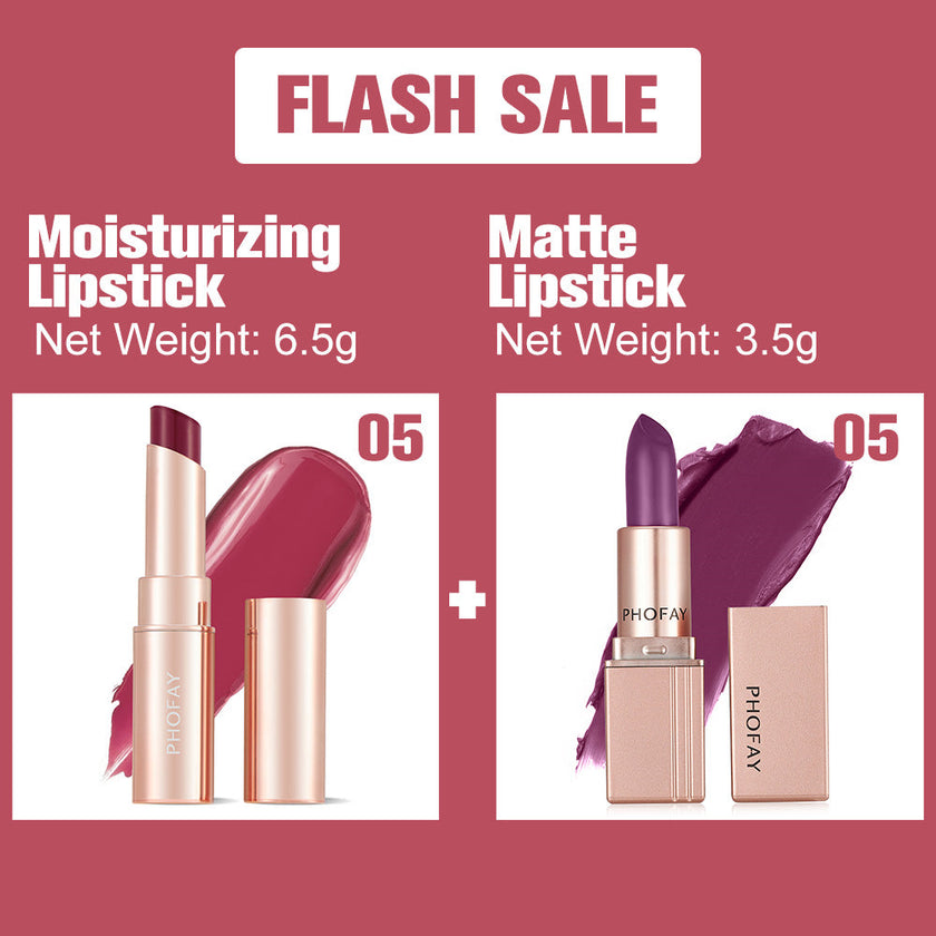PHOFAY Moisturizing Lipstick & Matte Lipstick Set – Hydrating + Long-Wear, 3.5g (8 Colour Sets)