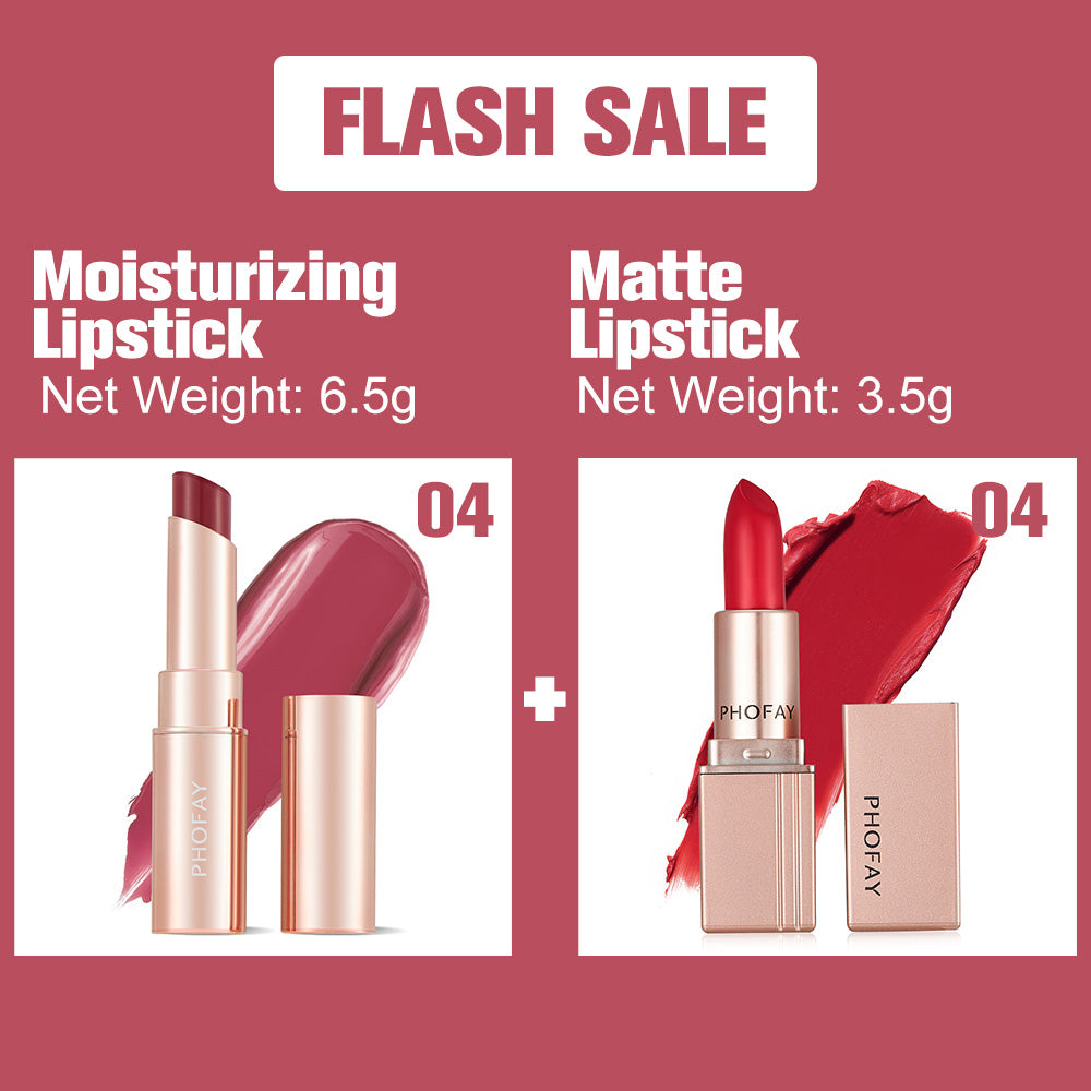 PHOFAY Moisturizing Lipstick & Matte Lipstick Set – Hydrating + Long-Wear, 3.5g (8 Colour Sets)