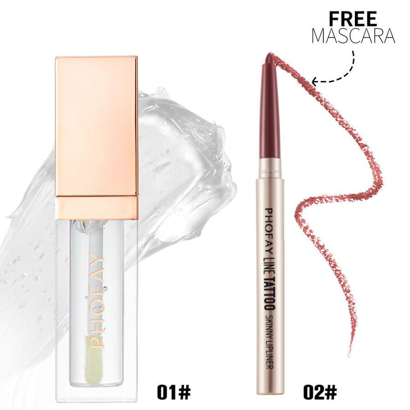 PHOFAY Lip Gloss & Lipliner Combo Set – Ultra-Glossy + Waterproof, 8 Colour Sets