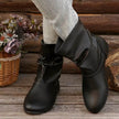Fashion Round-toed Flat Boots Versatile Simple Slip-on Western Cowboy Boot Casual Short Shoes For Women