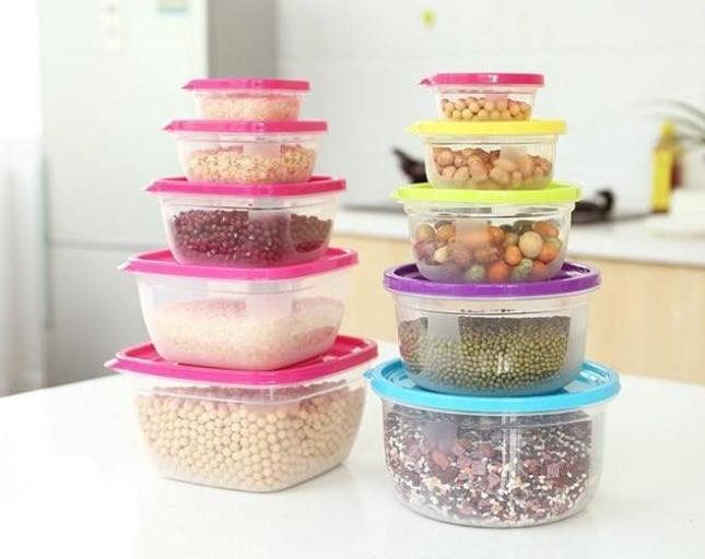 Microwavable Food Storage Container Stack Set – 5-Size Stackable PP Containers (Round or Square)