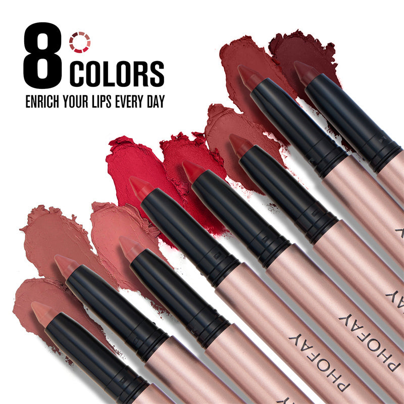 PHOFAY Matte Lip Liner Lipstick Pen – 8 Shades + Full Set