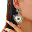 Bohemian Sunflower Heart-shaped Earrings Rhinestone Exaggerated Chandelier earring