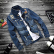 Fashion lapel men's denim jacket jacket men casual Jeans