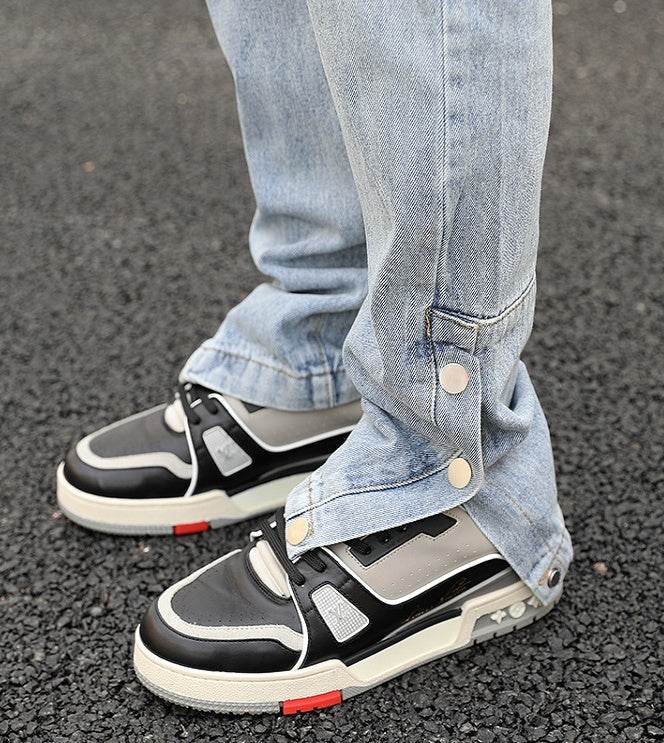 Ankle Snap Denim jeans Pant men straight leg