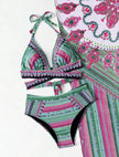 Women's Split Cross Strap Retro Ethnic Style Swimsuit
