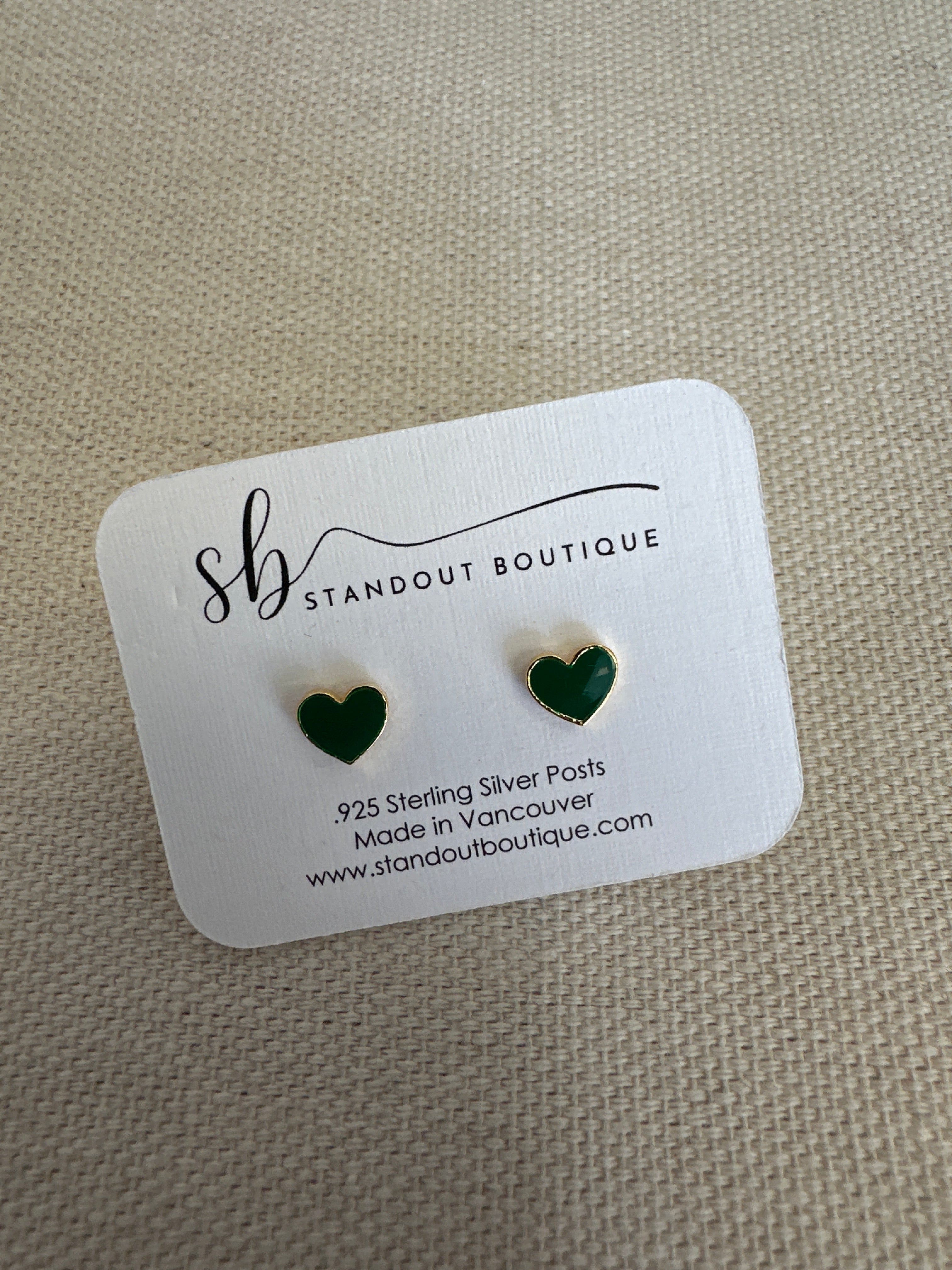 Standout Boutique Shamrock Gold Heart Stud Earrings
