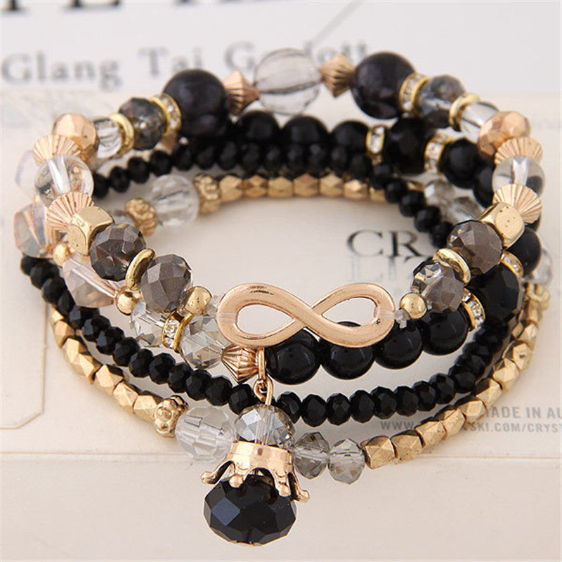 Crystal Figure Eight Crown Drop Bracelet – Rhinestone Charm Bracelet for Women
