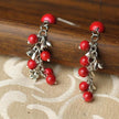 Ethnic Style Jewelry Red Pearl Seedling Silver Beaded Earrings
