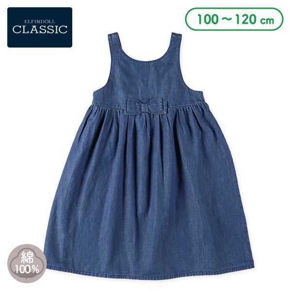 西松屋 ELFINDOLL CLASSIC 前リボンデニムジャンパースカート正規品