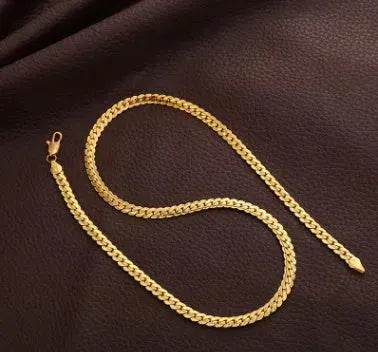 Men Necklace Gold Tone Snake Chain