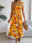 Flowers Print Suspender Corset Dress Ins Fashion Holiday Beach Long Dresses Summer Clothing For Women