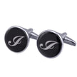 Men's Black Round Enamel Initial Letter Cufflinks – Brass & Crystal Formal Cufflinks A–Y | Canada & USA