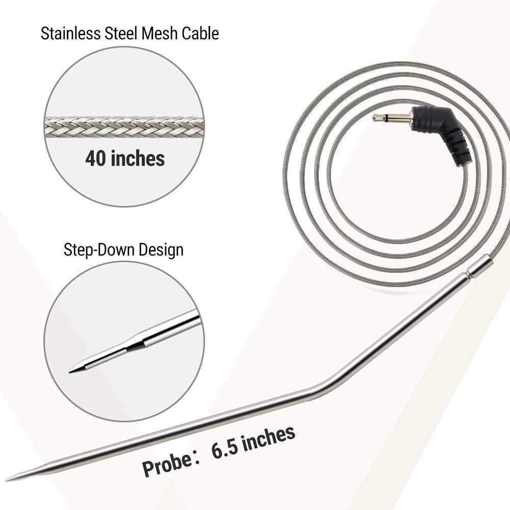 Oven Probe Thermometer with Digital Timer, 40-inch Mesh Cable, 0°C to 300°C, Grey