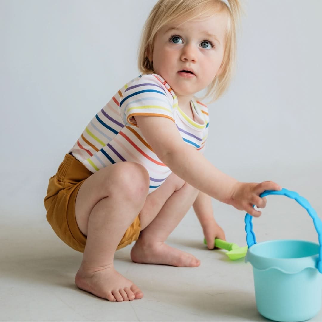 Baby Short Sleeve Bamboo Onesie | Orange Smilies