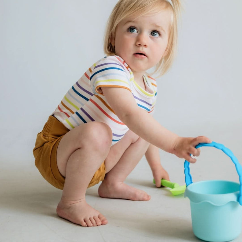 Baby Short Sleeve Bamboo Onesie | Rainbow Stripe