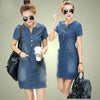 Women's Casual Denim Mini Dress – Loose Jean Dress in Dark Blue & Light Blue | Plus Size S–5XL