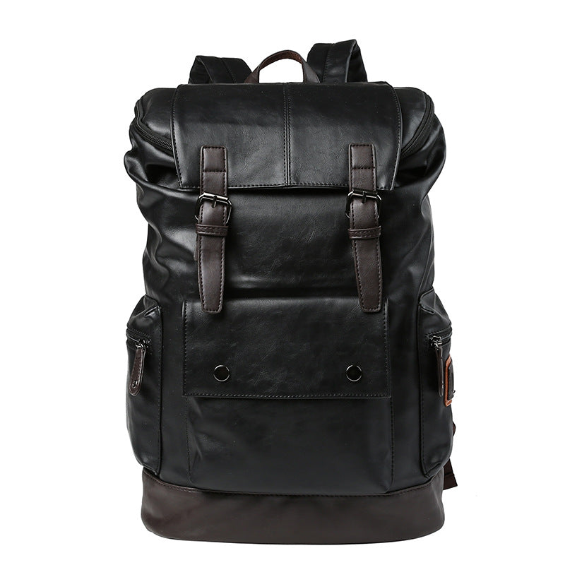 Men's PU Leather Backpack – Black | Travel, School & Laptop Bag