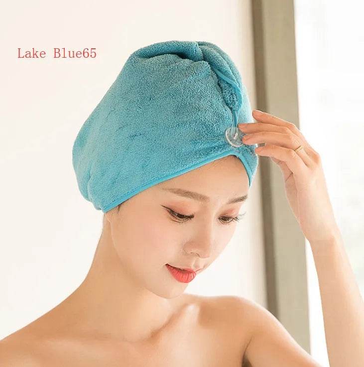 Women's Microfiber Hair Dryer Cap Absorbent Hair Towel.