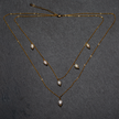 Double Strand Pearl & Chain Necklace In Gold Plate