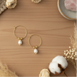 Hoop & Pearl Earring In Gold Plate