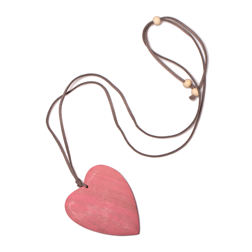 Tinted Wood Heart Necklace