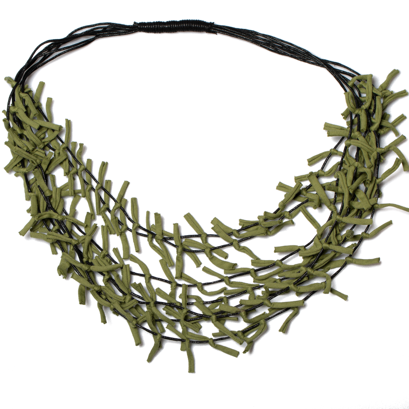 Multi Strand Knotted Fabric Necklace