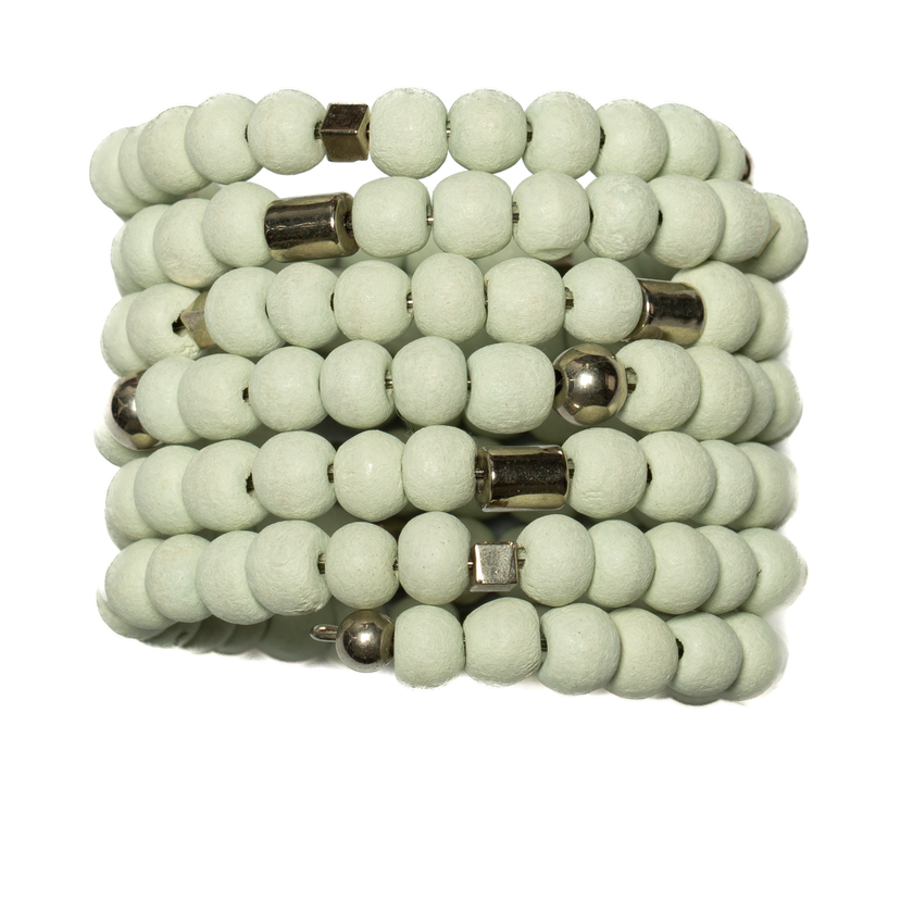 Chunky Wooden Bead Spiral Bracelet