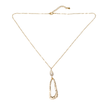 Hammered Oval Pendant With Pearl On Chain In Gold Plate