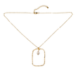 Hammered Rectangle With Pearl Pendant In Gold Plate