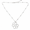 Open Flower Pendant On Ball Chain - Silver Plate