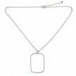 Hammered Rectangular Pendant On Simple Chain - Silver Plate