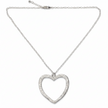 Textured Heart Shaped Pendant On Simple Chain - Silver Plate