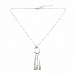 Beaten Triple Long Tear Drop Necklace - Silver Plate