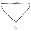 Hammered Oval Pendant On Ball Chain - Silver Plate