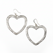 Textured Heart Earrings - Silver Plate