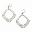 Textured Diamond Shaped Earrings - Silver Plate