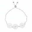 Adjustable Triple Flower Bracelet In Silver Plate