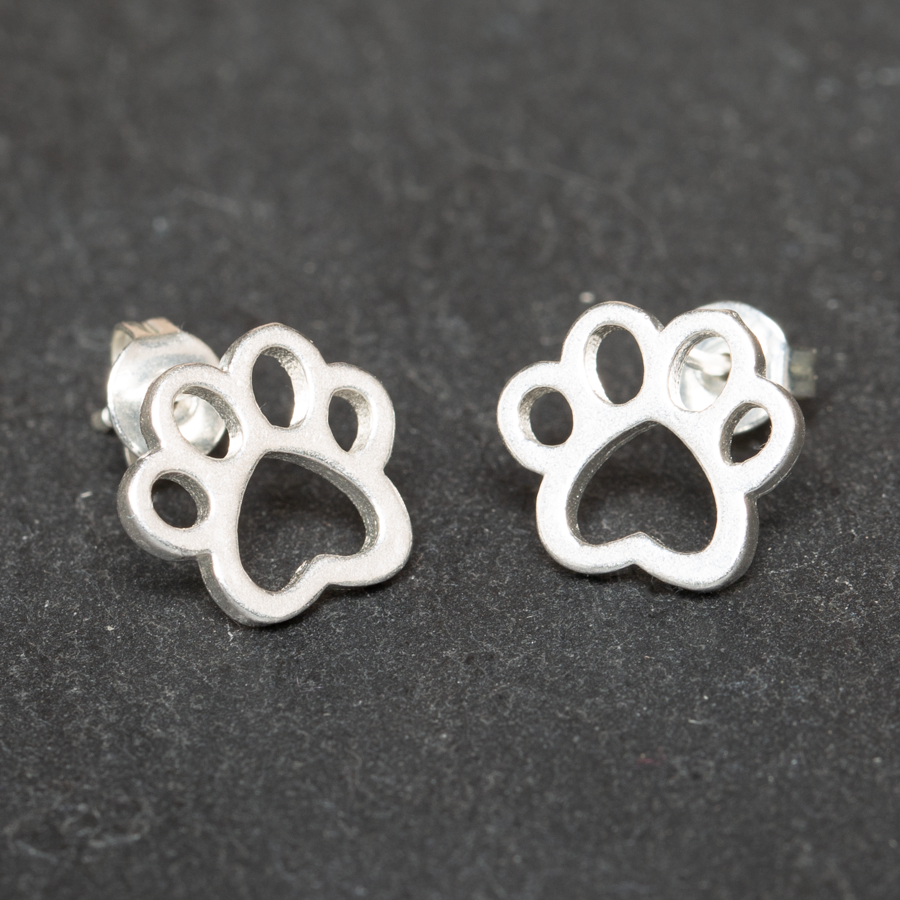 Paw Stud Earring - Silver Plate