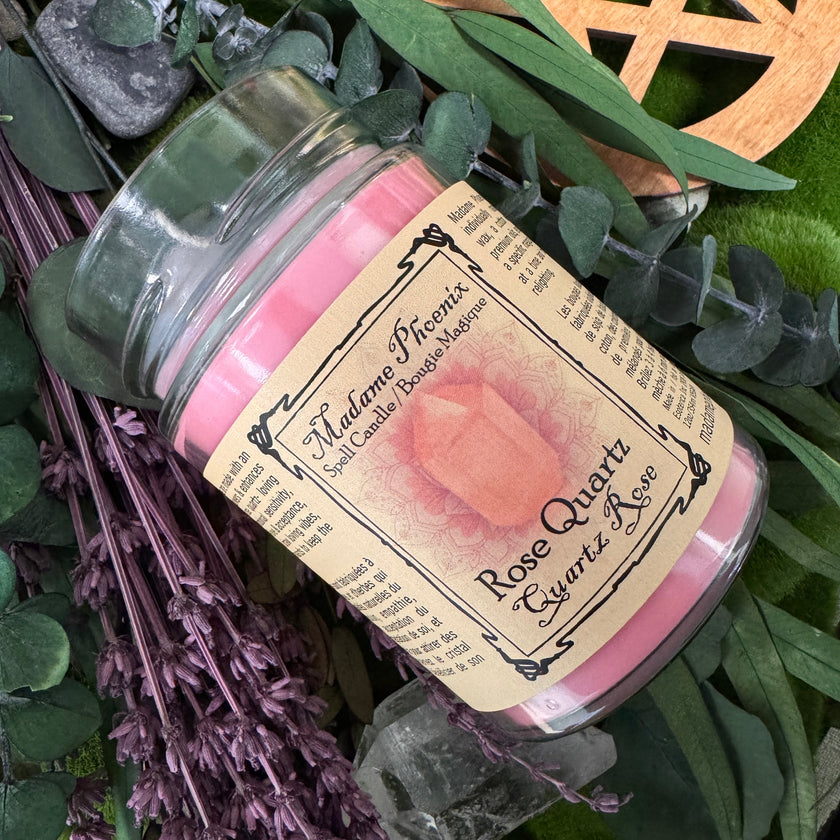 Crystal Magic Rose Quartz Spell Candle