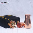 Exclusive Combo of Copper Bedroom Jar with Glass and Pooja Lotus Diya with Royal Gifting Box