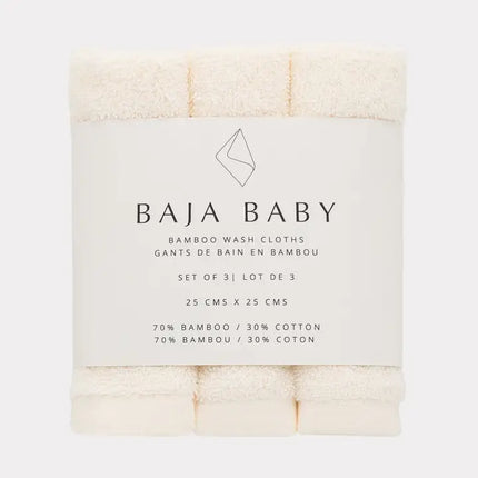 Baja Baby Bamboo/Cotton Wash Cloths 3 Pack | Off White | Pip + Phee