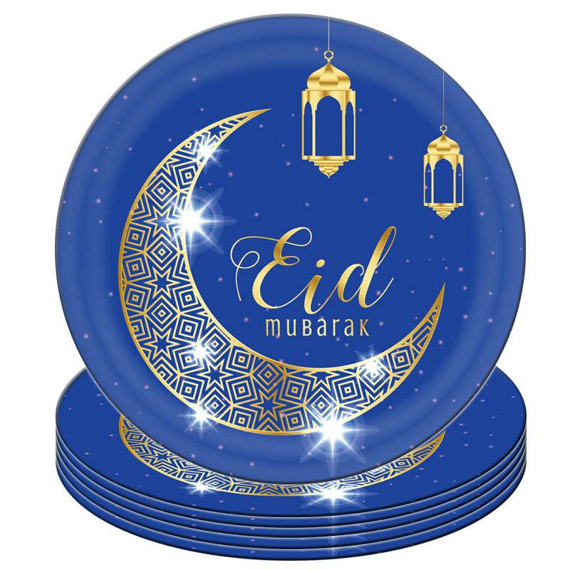 Eid Al-Fitr EID Mubarak party decor Set Supplies Scene Layout Theme Paper Plate Paper Cup