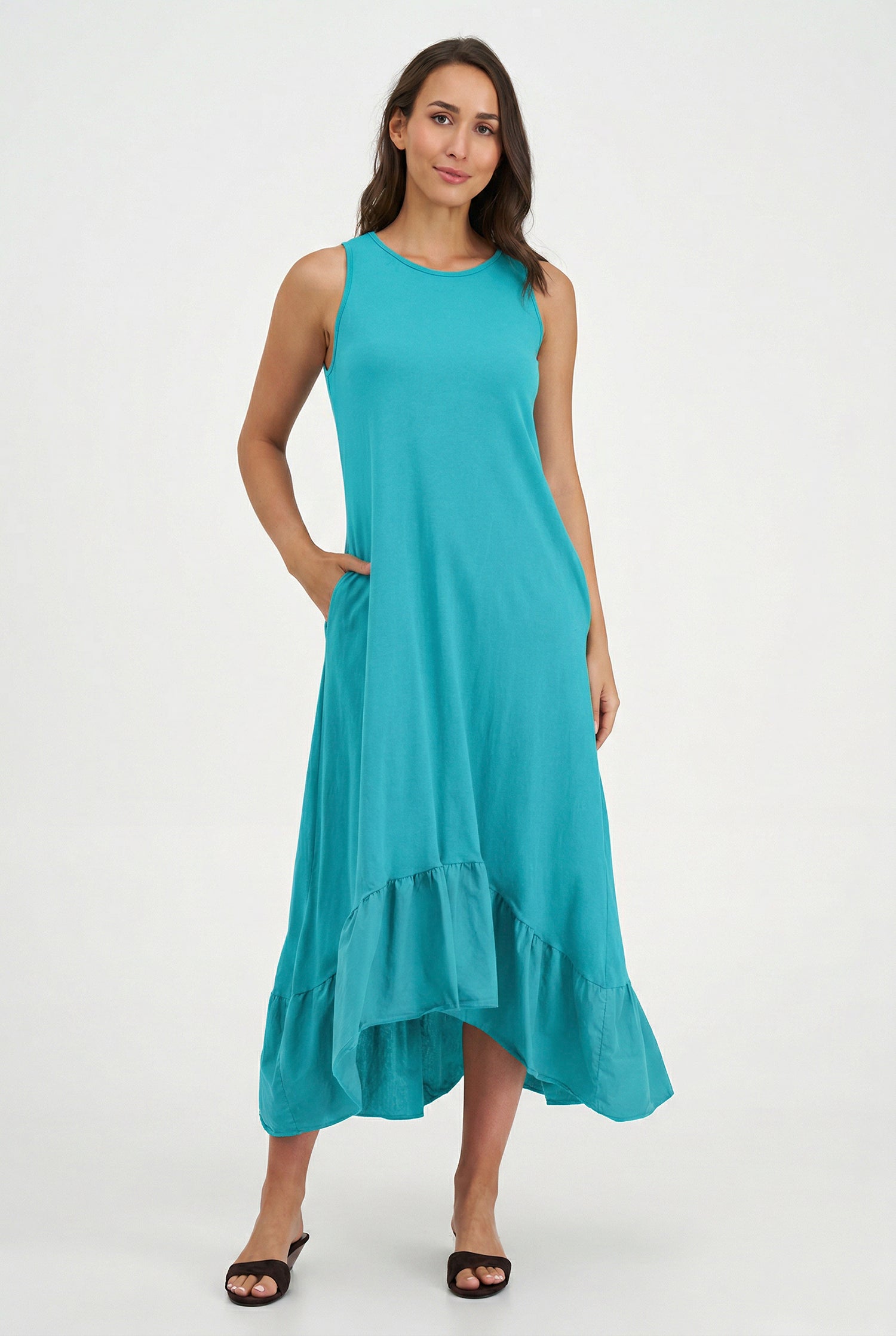 Women's Knit Woven Combo Dress