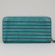 MET Women’s Leather Zip Around Wallet. Striped Textured Long Wallet